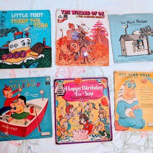 Lot of 6 VTG Children’s Records 33 45 78 RPM Vinyl Peter Pan Pickwick Scholastic